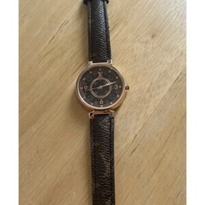 Louis Vuitton 14k Rose Gold watch Genuine LV leather band 100m SE4386 AUTHENTIC